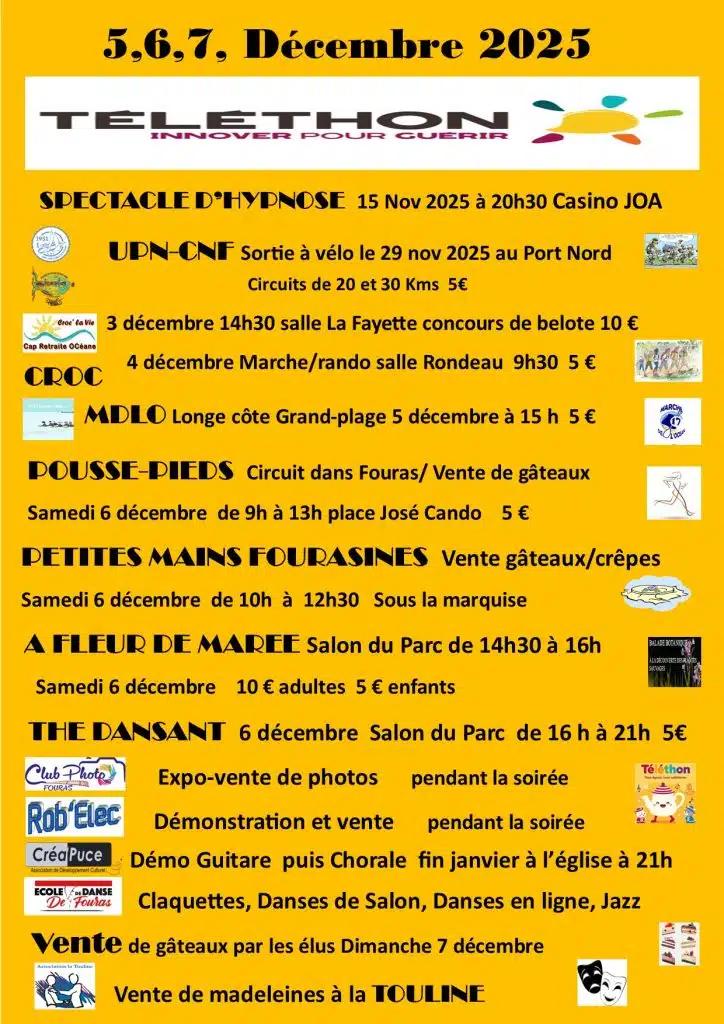 Programme Téléthon 2025 Fouras-les-Bains C21 Aunis Immo